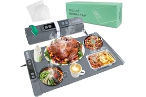 CULTURAL CARGO Electric Warming Tray - Roll-up Silicone Food Warming Mat for Countertop, Parties & Buffets, Food Heating Pad with 10s Fast Graphene Heat, 5 Temp Settings & Timer, Versatile Food Warmer for Home