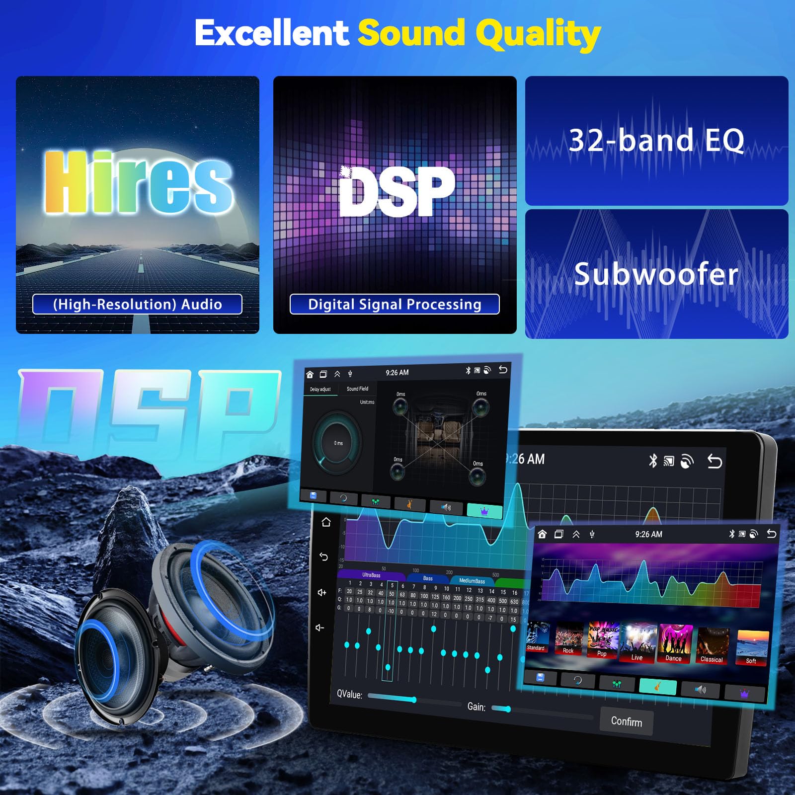 CAMECHO 4G+64G 8 Core Android 13 Car Stereo for Hyundai Veloster 2011-2017, 9