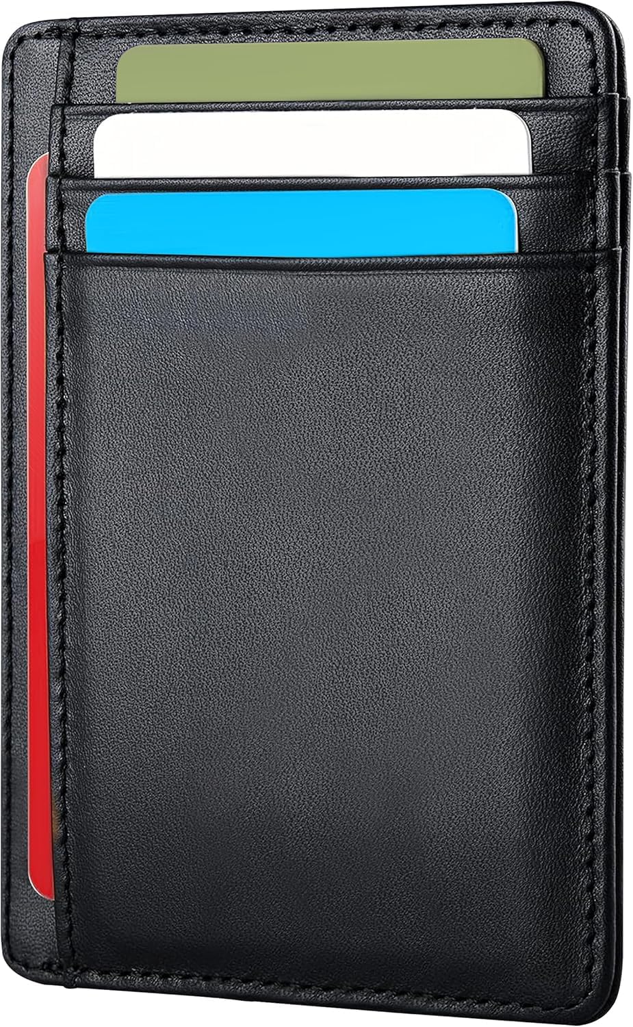 Hafaa Slim Wallets for Men UK - RFID Card Holder Minimalist Leather Mens Wallets with up to 7 Credit Card Holder and ID Window - Classic Design Lightweight Card Wallet for Everyone (Black)