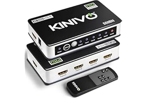 Kinivo HDMI Switch 4K HDR 550BN (5 in 1 Out, 4K 60Hz HDR, HDMI 2.0, High Speed 18Gbps, IR Remote, HDCP) - Compatible with Roku, PS5, Xbox, Apple TV, Nintendo Switch, Cable Box