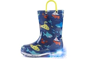 HugRain Light Up Rain Boots for Little Kids