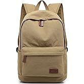 kayond Casual Style Lightweight canvas Laptop Bag/Durable Travel backpacks/Rucksack for Men&Women/Fashion Backpack Fits 15 inch Notebook (Khaki)