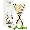 UPLIR Flower Reed Diffusers for Home with X2 Jasmine & White Tea Essential Oil, 3.4 oz (100ml) - Elegant Diffuser Set with Sticks for Home Decor, Bathroom, Any Room, Perfect Housewarming Gift
