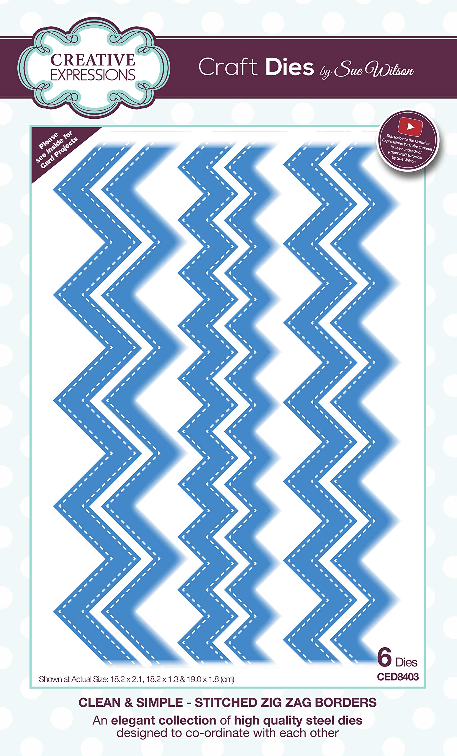 Sue Wilson Clean & Simple Collection - Stitched Zig Zag Borders,Longest Die 19.0 x 1.8 cm