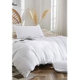 AORISSI 100% French Linen Pillowcases 20x26 Inches Set of 2 Standard Pillow Shams with Envelope Closure, Stone Washed Soft Durable Breathable and Cooling All Season, White