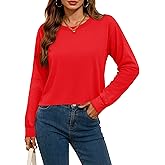 YUCOLEN Long Sleeve Crop Tops for Women Loose Fit Cropped T Shirts Casual Crewneck Boxy Tees