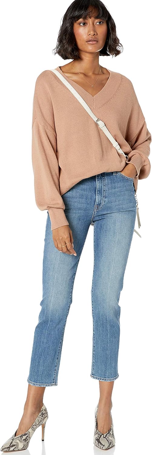 The Drop Women's Lisa Soft Slouchy V-Neck Sweater: Clothing