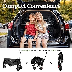 Collapsible Folding Wagon, Heavy Duty Foldable Cart