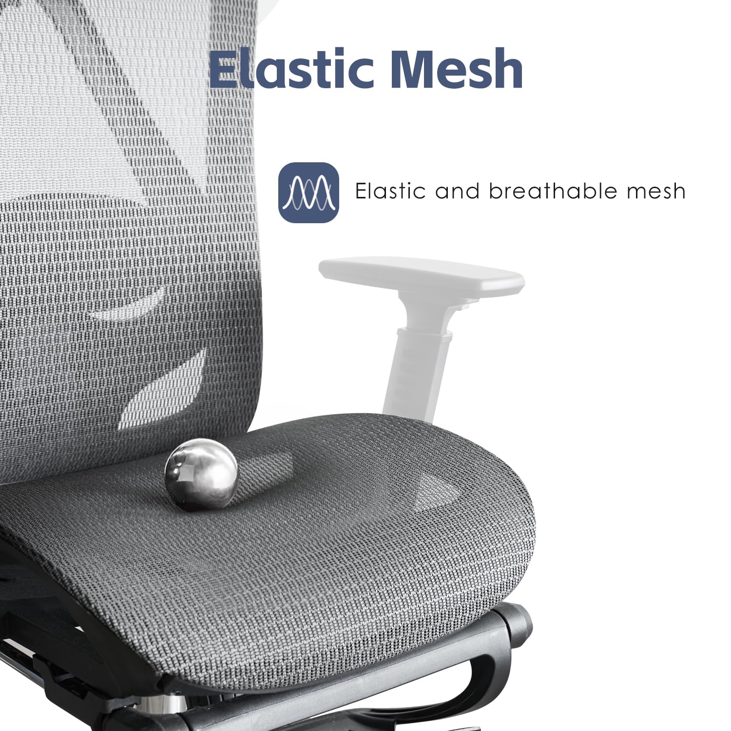 Ergonomic Office Chair, SGS Certified Class 4 Gas Cylinder, 400 LBS Capacity, Retractable Footrest, Adjustable Lumbar Support, Breathable Mesh（Black and Grey） - Image 6