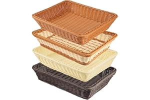 GNIEMCKIN 4 PCS 16x12 Inch Wicker Bread Basket, Woven Serving Basket, Tabletop Food serving Basket for Restaurant, Bakery, Fa