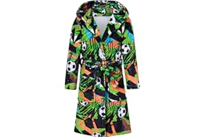 uideazone Boys Fleece Robe Kids Hooded Plush Bathrobe Soft Warm Sleepwear for Teen 7-14 Years