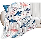 Shark Blanket Ocean Shark Gifts for Girls Boys Woman Kids Coral Lover Navy Throw Blankets Soft Blanket Warm Fleece Flannel Plush Blankets for Bed Sofa Couch 40"x50"