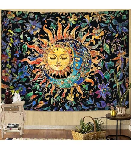 Amazon.com: Amtoodopin Blacklight Sun Tapestry UV Reactive Galaxy