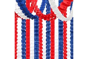 Fourth-4th of July Memorial-Day Party-Decorations - 157FT Red White Blue Patriotic Streamers Garland,Graduation Four-Leaf Clover Hanging Banner,Independence American Birthday Decor Hugtmr