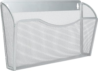 EasyPAG 1 Pocket Landscape A4 Mesh Hanging Wall File Holder Silver