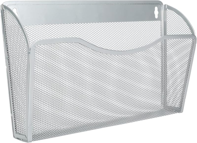 EasyPAG 1 Pocket Landscape A4 Mesh Hanging Wall File Holder Silver