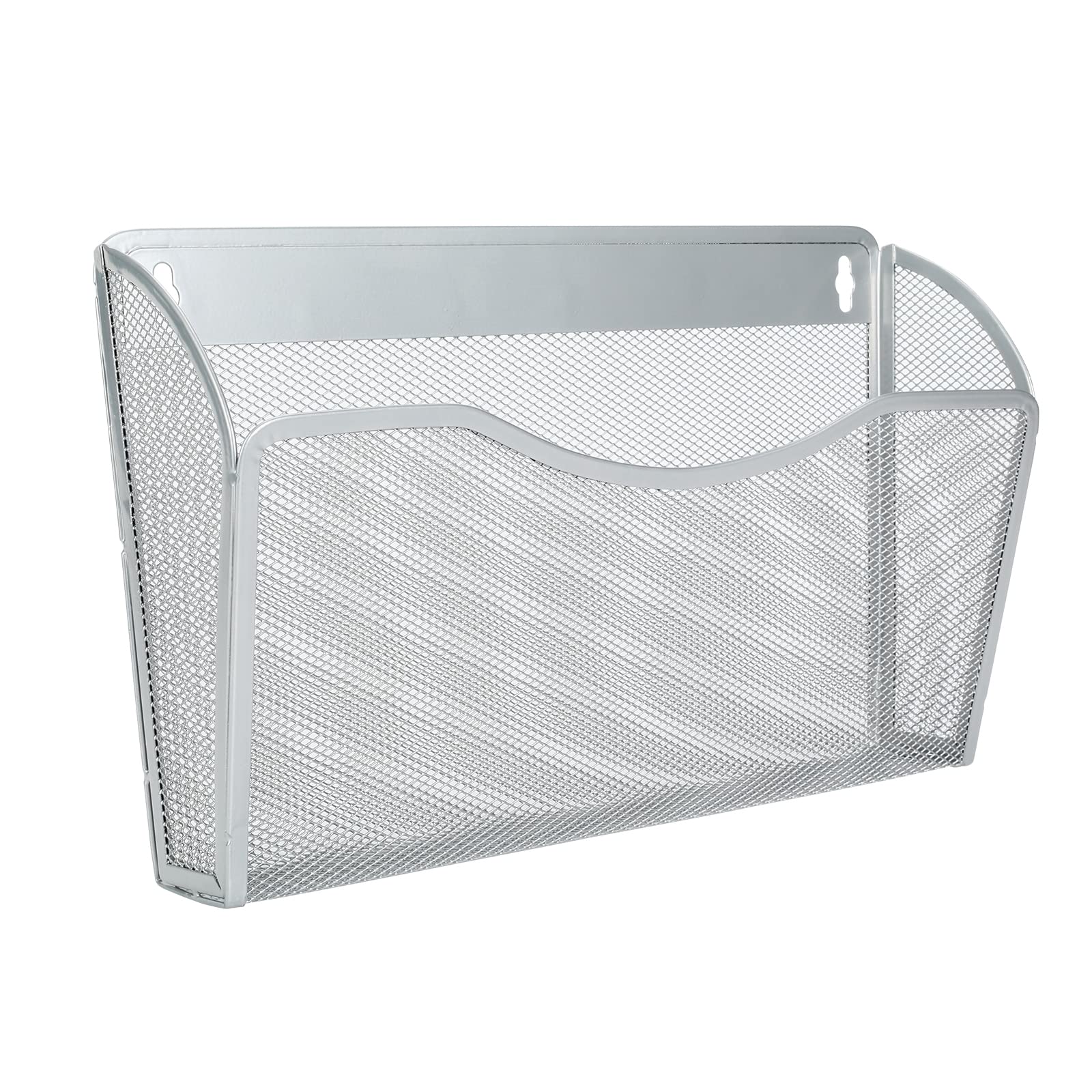 EasyPAG 1 Pocket Landscape A4 Mesh Hanging Wall File Holder Mail Organiser Magazine Storage,Silver