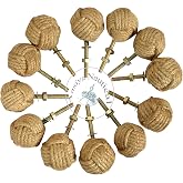 Aasiya Nautical Set of 12 Jute Rope Cabinet Knobs &ndash; Beach Style Drawer Pulls &amp; Door Handles &ndash; Coastal Home Decor Hardware &ndash; Handmade Nautical Rope Knots for Cabinets, Dressers &amp; Cupboards