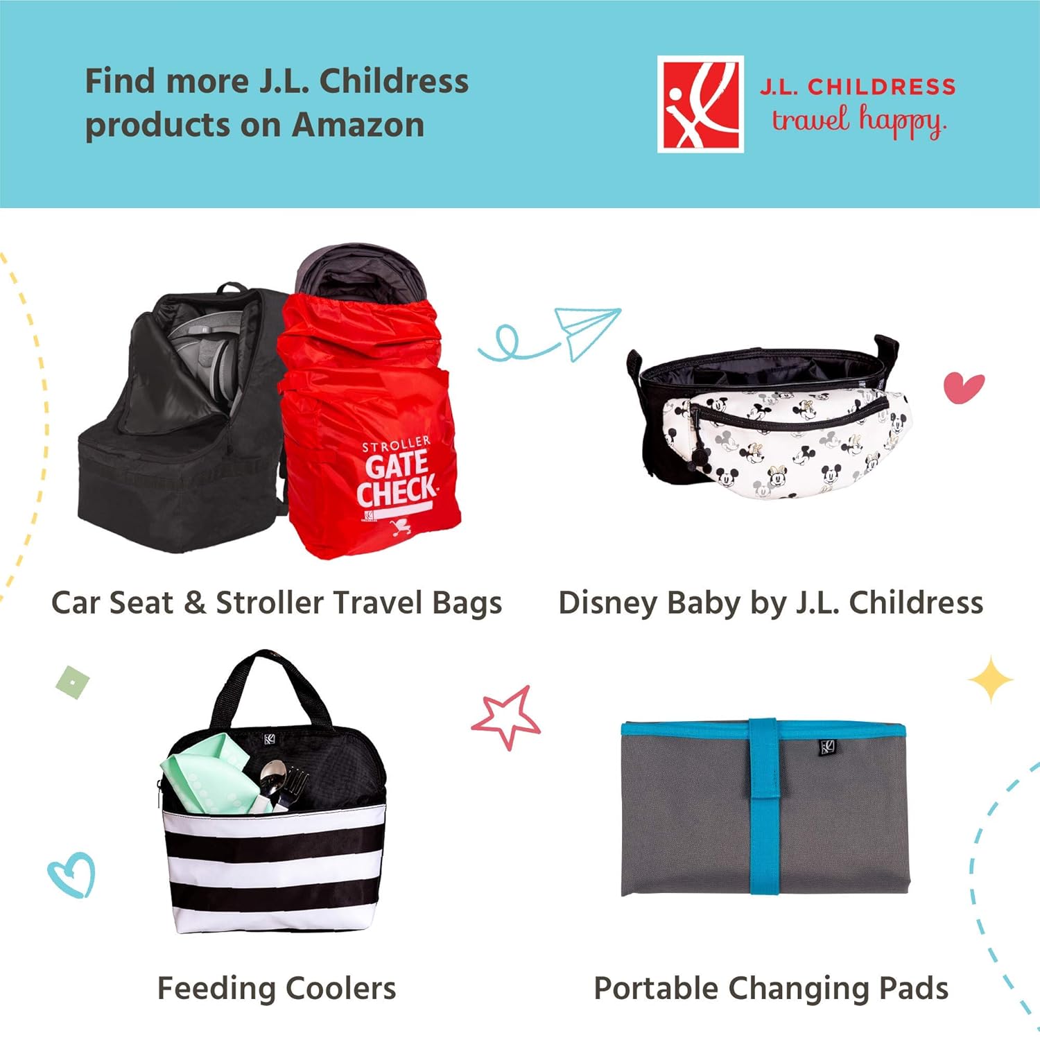 J.L. Childress Side Sling, Universal Fit Stroller Mesh Cargo Net and Organizer, Extra Stroller Storage Space, Non-Slip and Adjustable Straps, Black : Baby Stroller Accessories : Baby