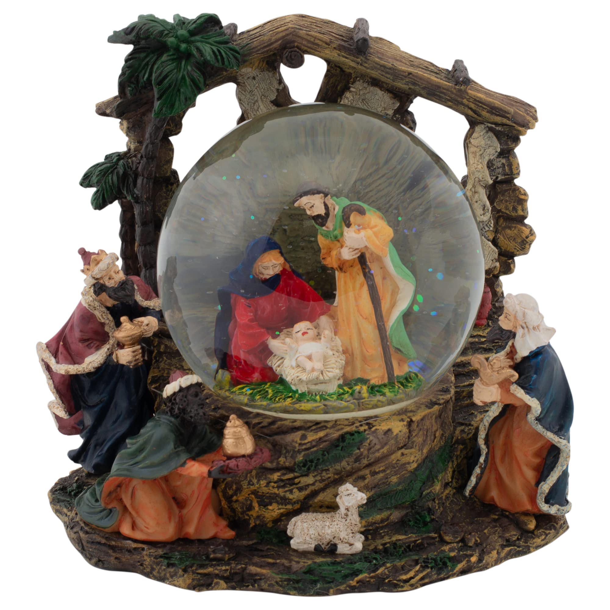 Photo 1 of (broken figure) Elanze Designs Holy Family Nativity Wind Up Musical 100MM Sturdy Christmas Glitter Water Snow Globe Tabletop Dresser Figurine Decoration Plays Tune Silent Night
