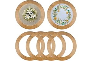 SNOWTING 6 PCS Wood Embroidery Frame for Display 8 Inch Embroidery Hoop, Round Decorative Frame for Finished Cross Stitch DIY Needlework Art Craft Sewing Ornaments (Hoop Not Included)