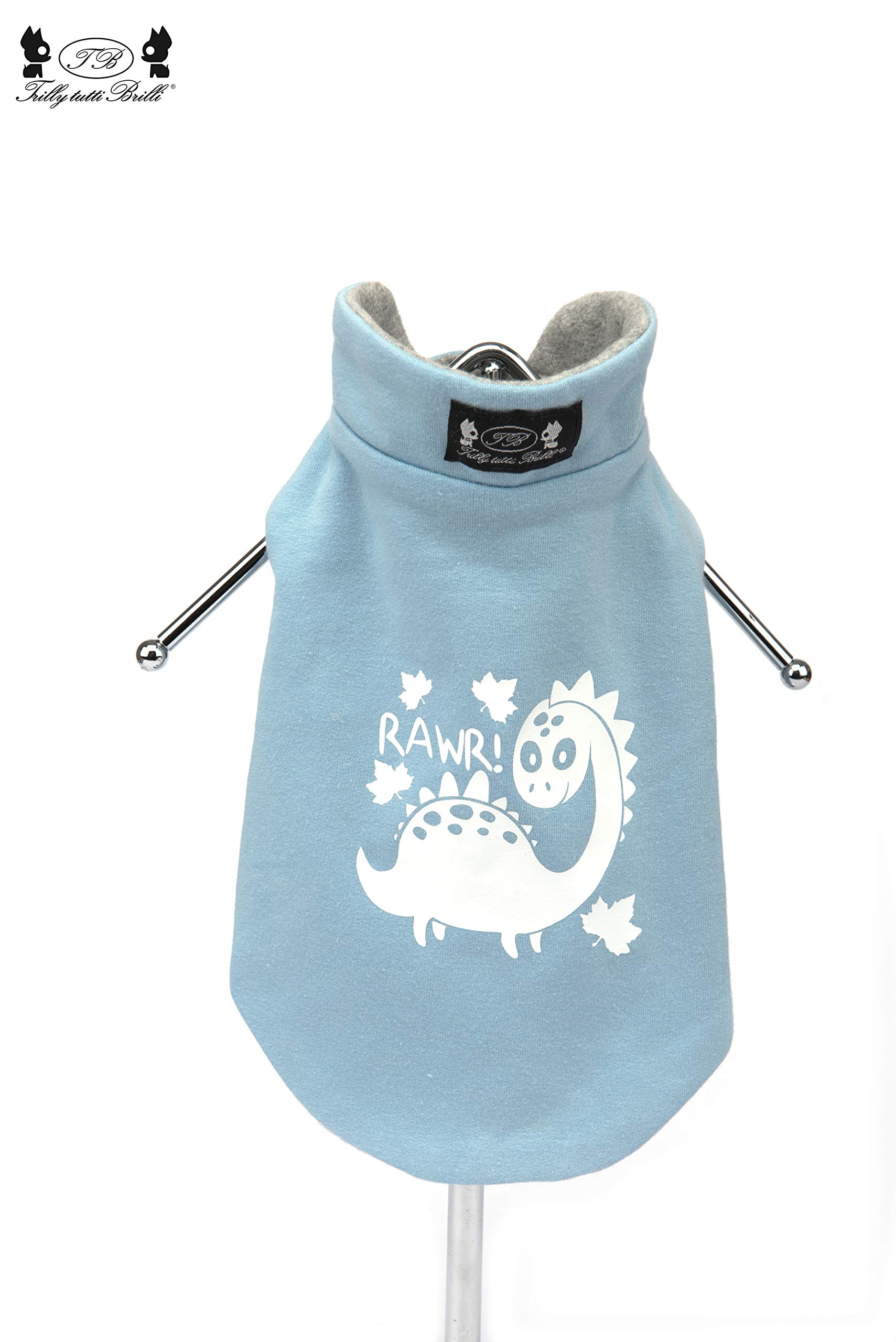 Trilly Tutti Brilli Bruce Rawr Dinosaur Sweatshirt (Blue, XS)