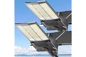 Deepn Solar Street Light 12000W Aluminum Commercial Grade Solar Parking Lot Lights with Motion Sensor & Dusk to Dawn IP67 Waterproof Heavy Duty Security Flood Lights for Street, Yard, SZ4000, 2Pack