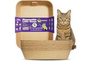 JINVOGREEN Disposable Litter Boxes for Cats, 6 Pack Cat Litter Trays for Travel, Temporary Use, or Liner – Leak-Proof, Eco-Friendly, Easy Clean-Up (16.1" x 12.4" x 3.7")