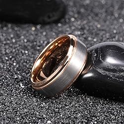 TRUMIUM 8mm Mens Wedding Bands Rose Gold Plated