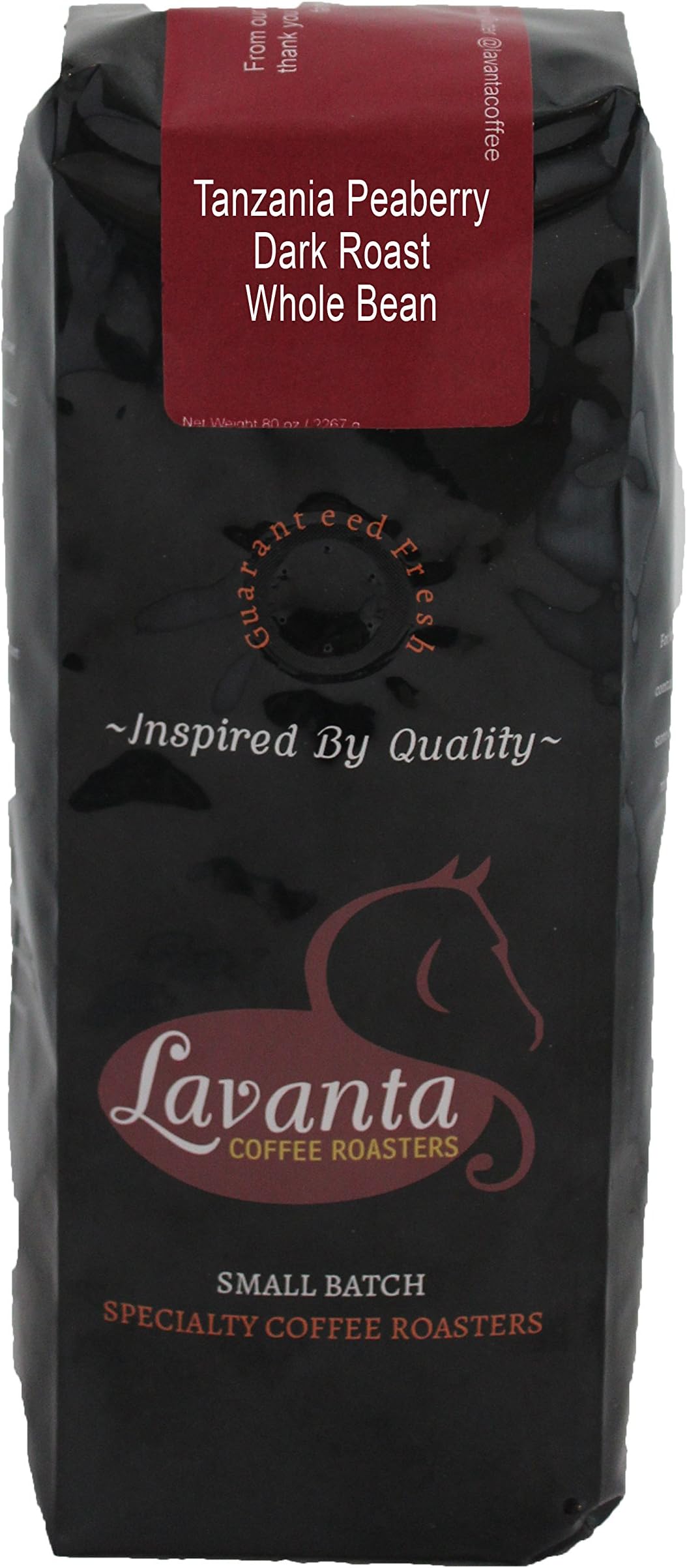 Lavanta Coffee Roasters Tanzania Peaberry Direct Trade Coffee, Dark Whole Bean, 12 oz