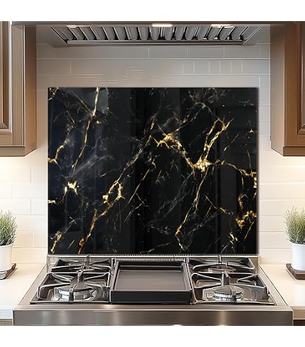 Amazon.com: DAIFURONGE Tempered Glass Backsplash Kitchen,Black