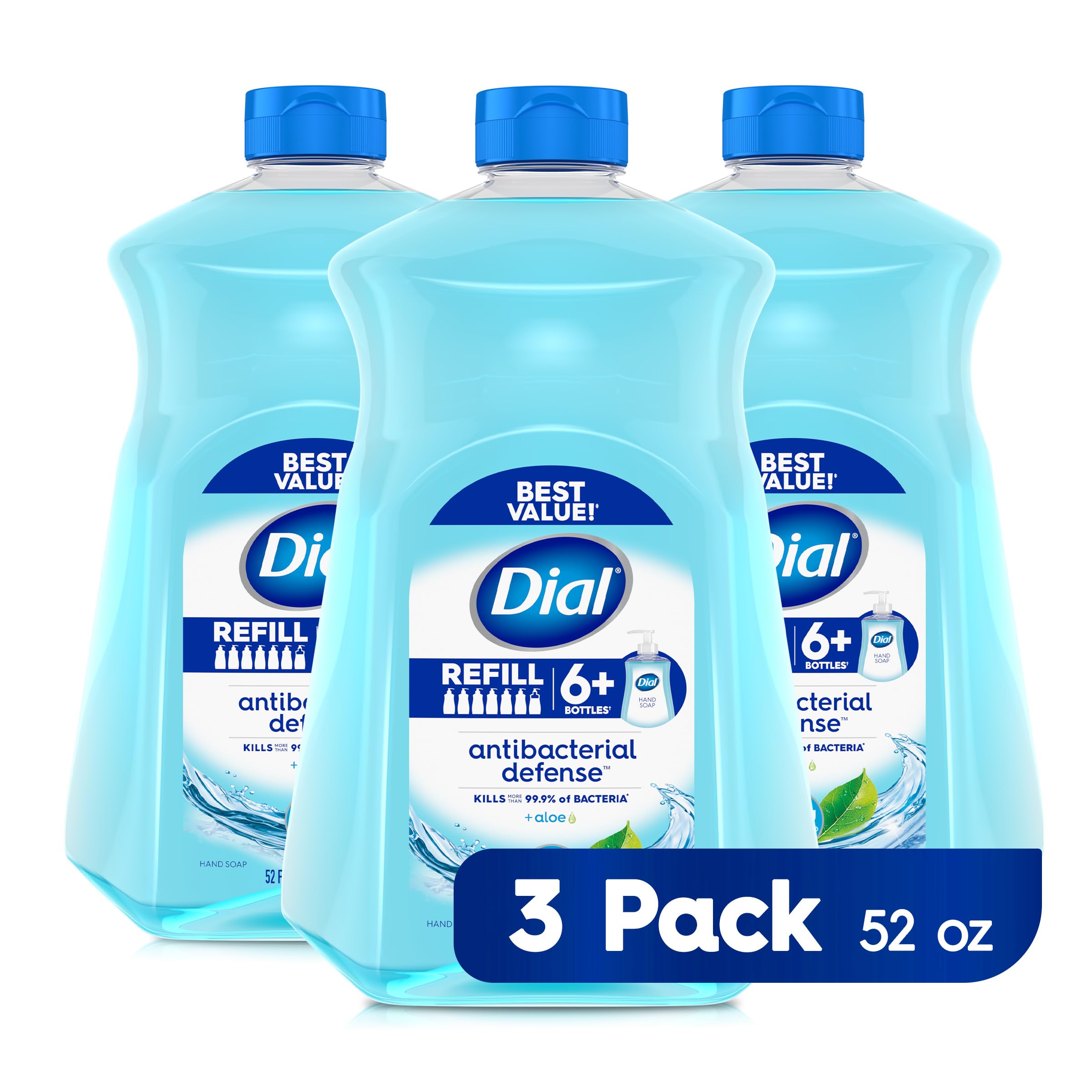 Photo 1 of Dial Antibacterial Liquid Hand Soap Refill, Spring Water, 52 fl oz Pack of 3