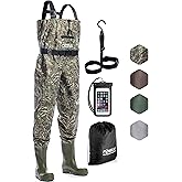 Foxelli Chest Waders – Waterproof 2-ply Nylon/PVC Camo Hunting Fishing Waders for Men and Women with Boots