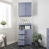 Yaheetech Bathroom Storage Cabinet with 3 Drawers 1 Door Gray view 2