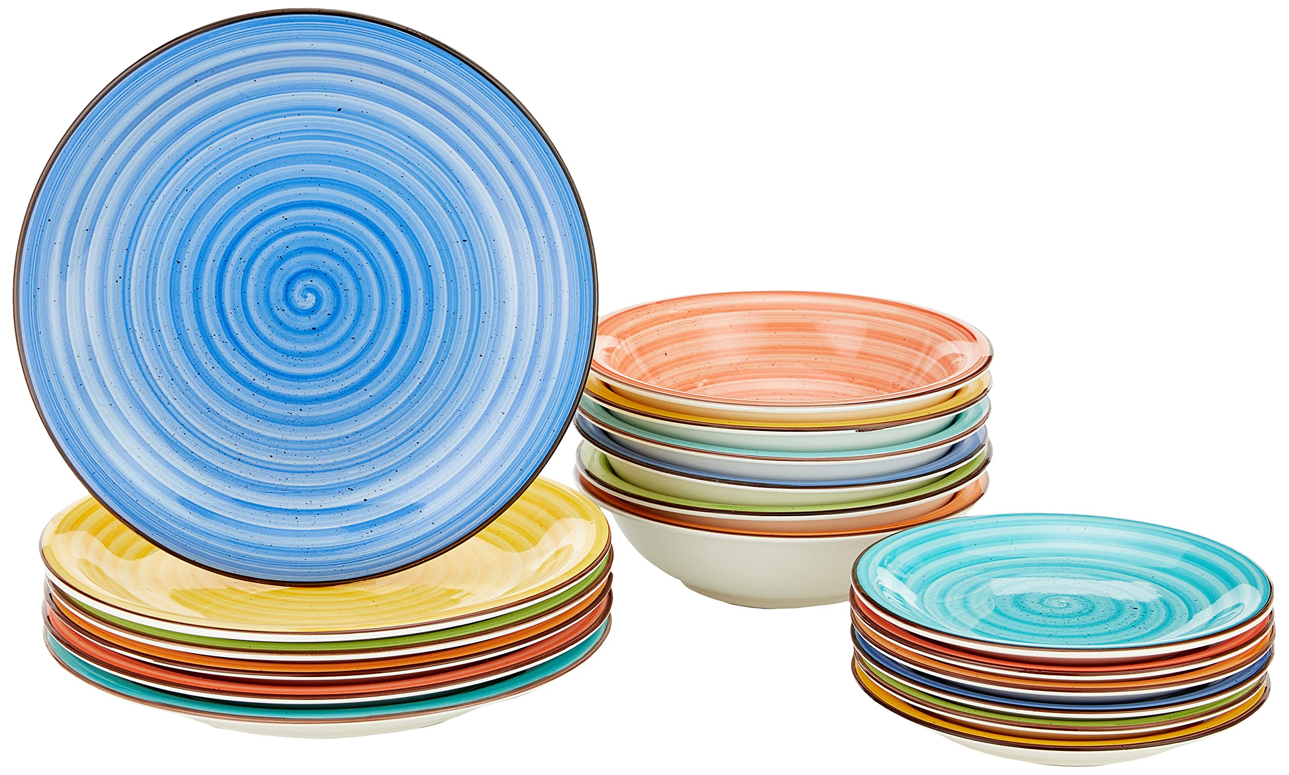 Tognana Art&Pepper 18-Piece Dinner Set for 6, Hand-Decorated Stoneware, Multi-Colour