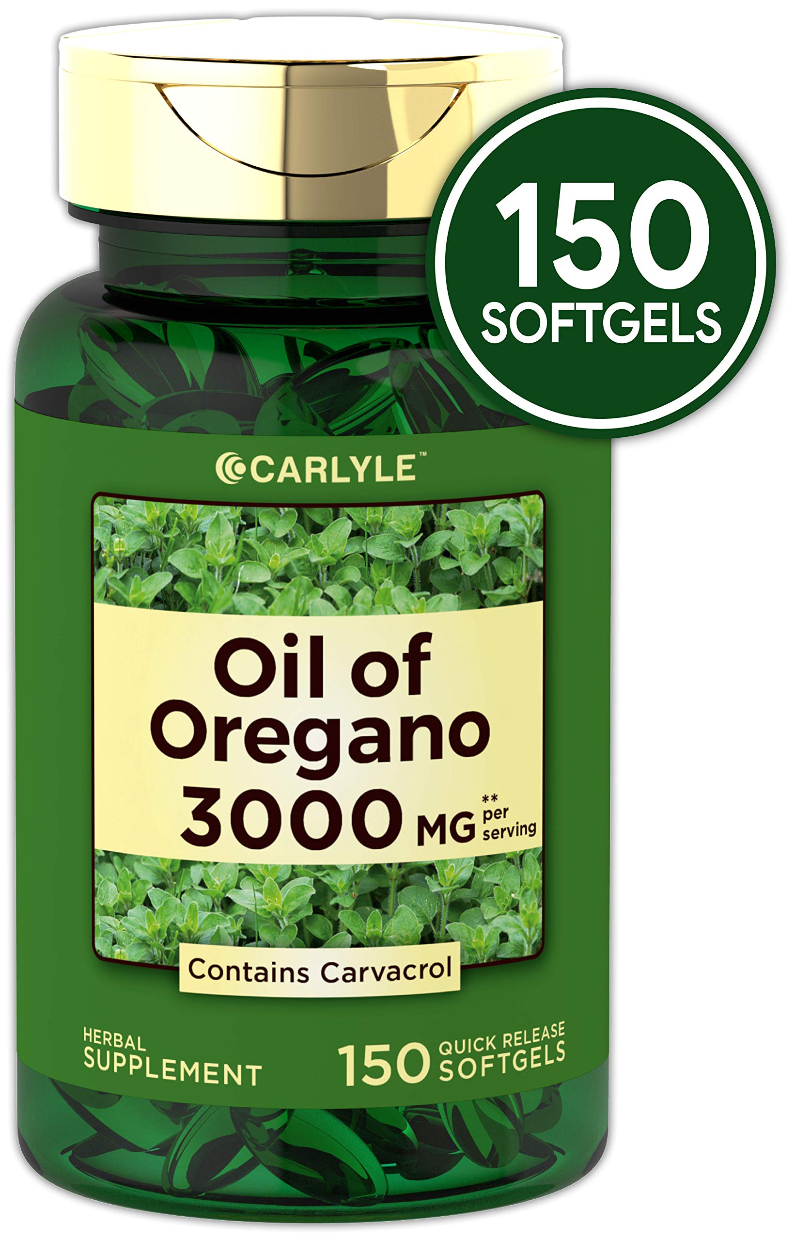 Oregano Oil 3000 mg 150 Softgel Capsules Contains Carvacrol NonGMO