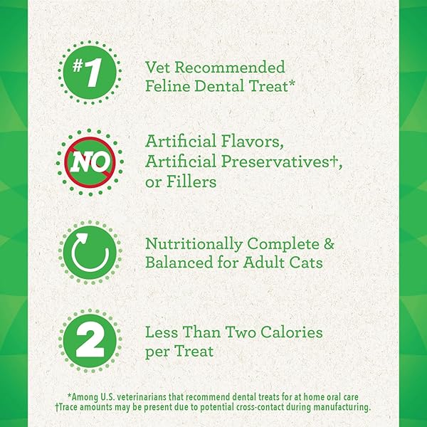 GREENIES CAT TREATS, FELINE VETERINARIAN-RECOMMENDED ADULT NATURAL DENTAL CAT TREATS, OVEN ROASTED CHICKEN FLAVOR, 4.6 OZ. POUCH