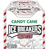 ICE BREAKERS Candy Cane Flavored, Christmas Sugar Free Mints Pucks, 1.5 oz (8 Count)