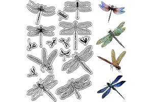 CRASPIRE Dragonfly Clear Stamps Animal Rubber Stamps Reusable Background Postmark Transparent Silicone Stamp Seals for Journaling Card Making DIY Scrapbooking Supplies Album Decoration