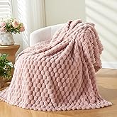 NEWCOSPLAY Super Soft Twin Blanket Pink Premium Silky Flannel Fleece 3D Clouds Stylish Jacquard Lightweight Bed Blanket All Season Use 350GSM (Pink, Twin(60"x80"))