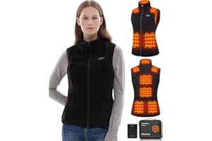 Hecusma Fleece Heated Vest for Women with Battery Pack 16000mAh 7.4V Included, Heated Vest Women, Warming Heating Vests