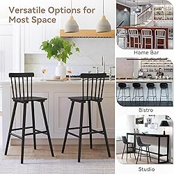 LUE BONA Windsor Wooden Barstools Set of 3 for