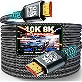 10K 8K HDMI Cable 2.1, 16FT Ultra High Speed HDMI Cable Braided Cord, HDMI Cables 48Gbps (8K@60Hz 7680x4320, 4K@120Hz) Suppor