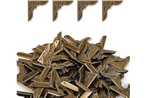 80pcs Book Corner Protectors, Vintage Metal Book Corner Caps Covers Decorative Gold Photo Edge Protector with Storage Box Acc