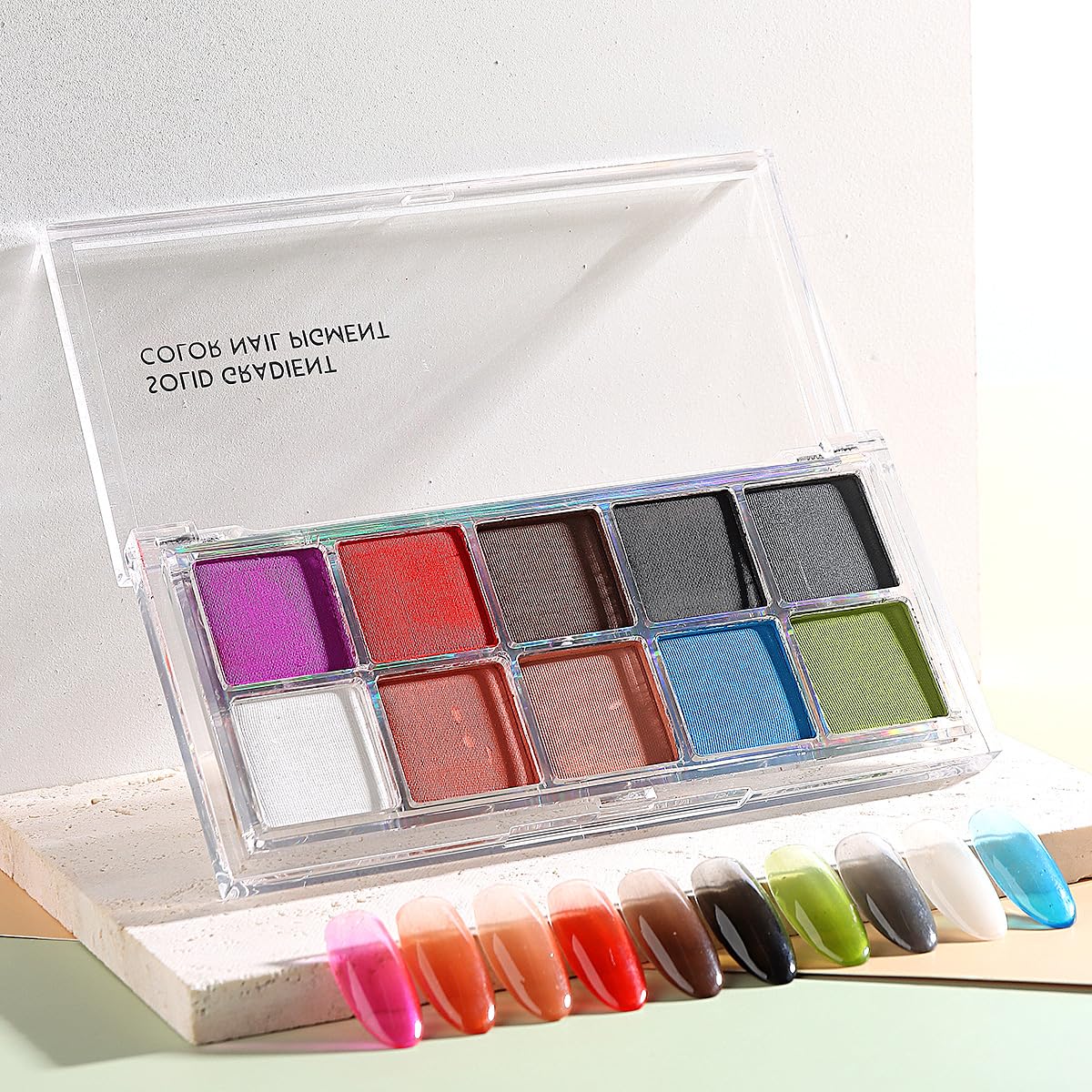 10 Colors Solid Neon Phosphor Nail Powder Set Fluorescent Gradient Iridescent Pigment Powder Glitter Dust Kit for Gel Polish Nail Art Decorations - Image 5