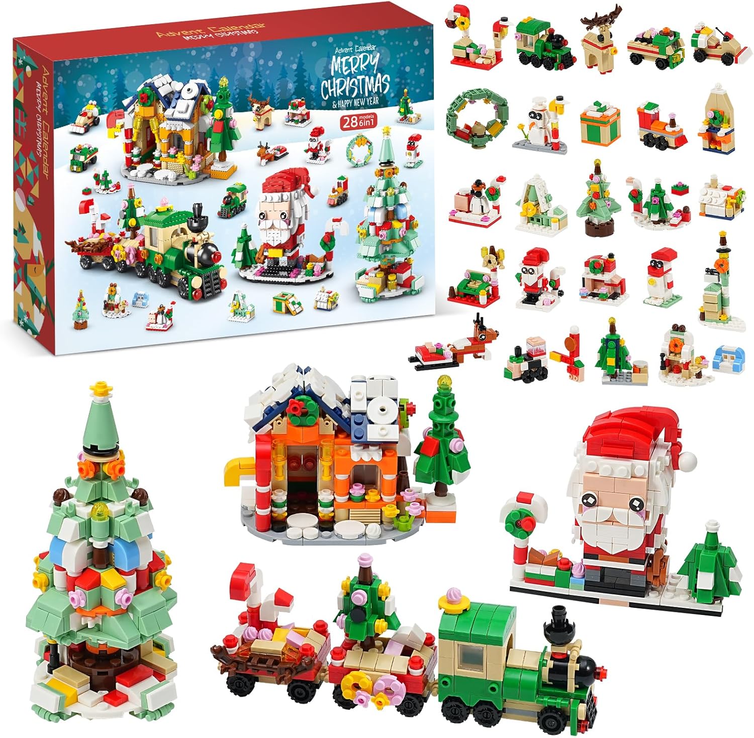 Advent Calendars - 24 Days of Christmas Advent Calendar 2023 ,24 In 4 Christmas Building Block Stem Toys, 1123Pcs Christmas Countdown Calendar Building Sets Toys, Xmas Vacation Stocking Stuffers Gifts for Kids Ages 6-12+