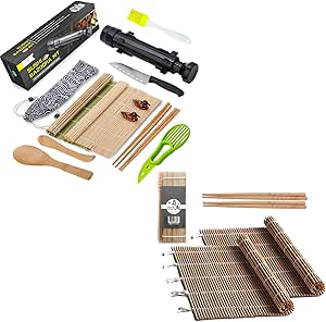 FUNGYAND Sushi Making Kit &amp; Carbonized Bamboo Mat Set