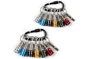 Bit Holder Keychain 12pcs 1/4 Hex Portable Bit Holder Key Chain，for Nut Driver,Screwdriver & Drill Bits Key Chain Carabiner f