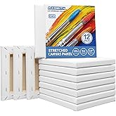 FIXSMITH Stretched Canvas for Painting - 6x6 White Canvas Bulk Pack of 12,Primed,100% Cotton,5/8 Inch Profile of Super Value Pack for Acrylics,Oils & Other Painting Media.