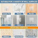 WOVU 20Pcs Heavy Duty Wall Hooks 15 kg Transparent Adhesive No Drill view 6